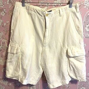 J.Crew men’s white linen cargo shorts